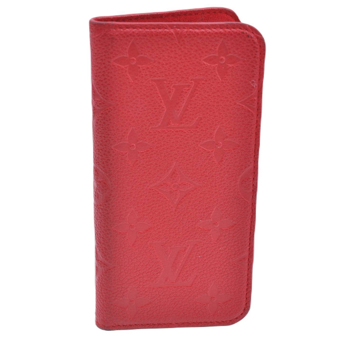Auth LOUIS VUITTON Monogram Empreinte Folio iPhone X Xs Case Red M63588 LV G4875