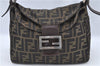 Authentic FENDI Zucca Mamma Baguette Shoulder Bag Canvas Leather Brown G5530