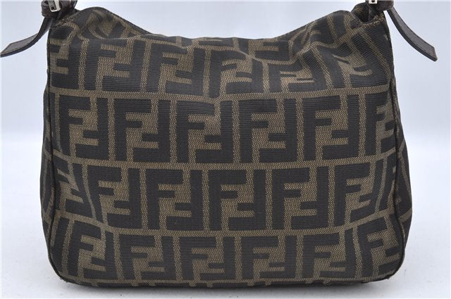 Authentic FENDI Zucca Mamma Baguette Shoulder Bag Canvas Leather Brown G5530