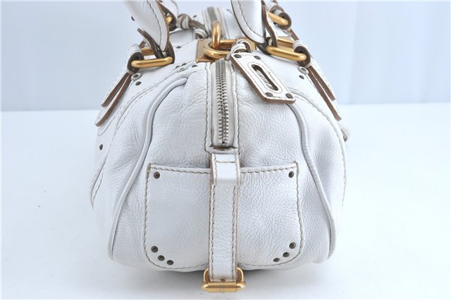 Authentic Chloe Paddington Leather Shoulder Hand Bag Purse White G5531