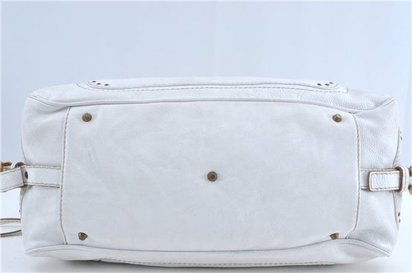 Authentic Chloe Paddington Leather Shoulder Hand Bag Purse White G5531