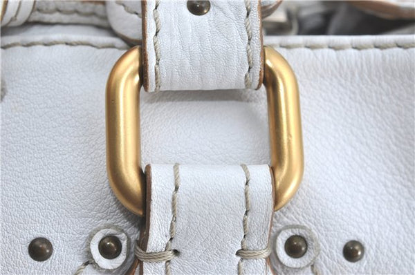 Authentic Chloe Paddington Leather Shoulder Hand Bag Purse White G5531