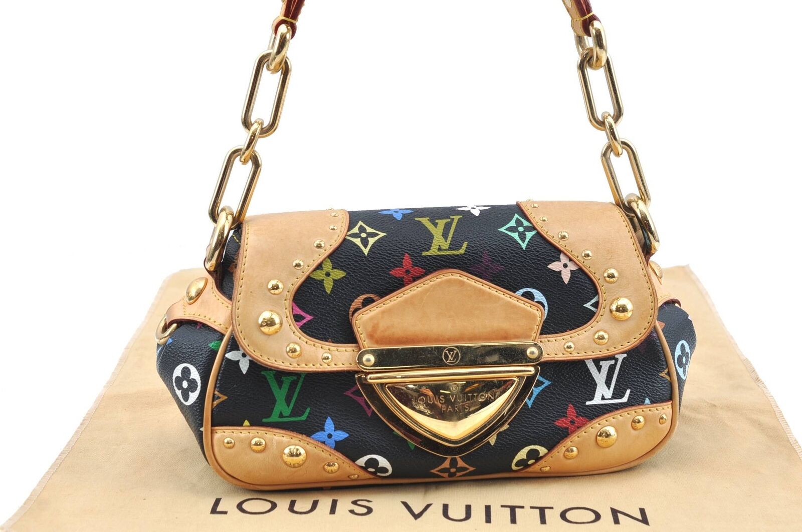 Auth LOUIS VUITTON Monogram Multicolor Marilyn Shoulder Bag M40128 Black G5642