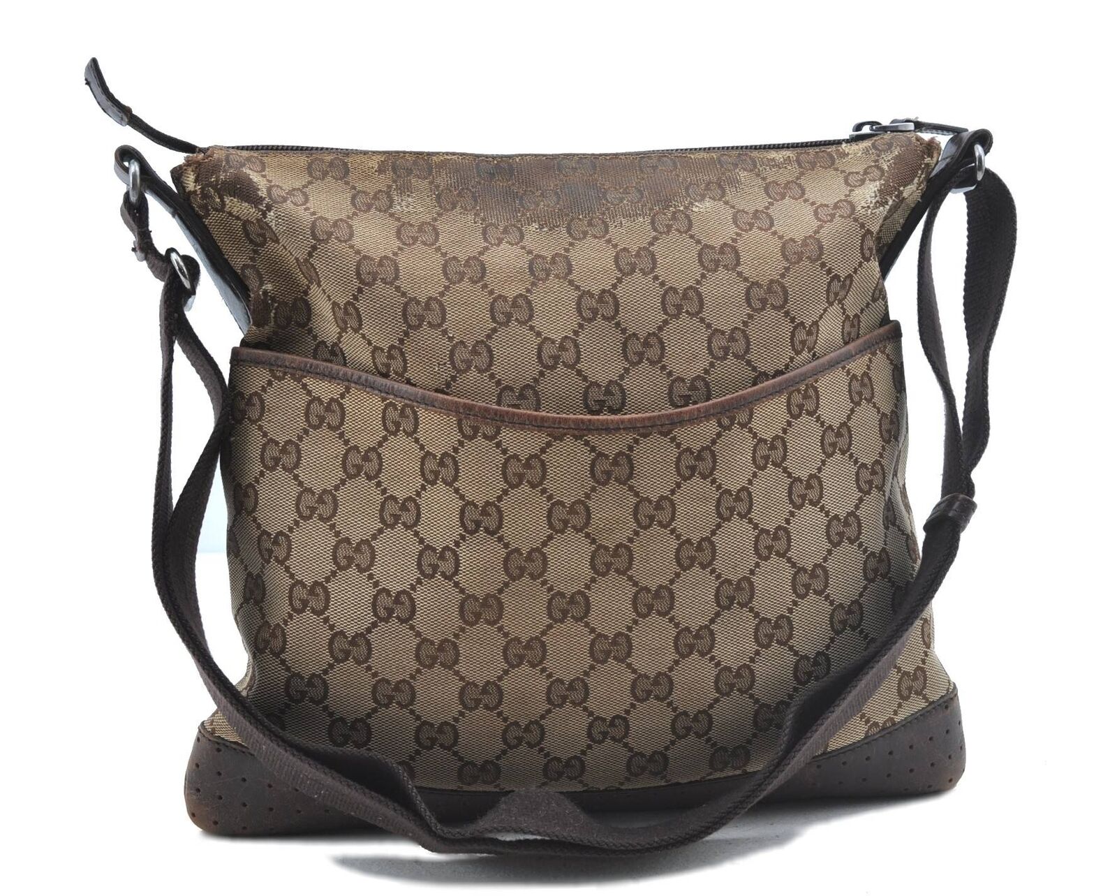 Authentic GUCCI Shoulder Cross Body Bag GG Canvas Leather 145857 Brown G5751