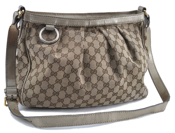 Auth GUCCI Sukey Shoulder Cross Body Bag GG Canvas Leather 296834 Brown G6140