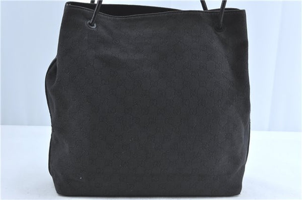 Authentic GUCCI Shoulder Tote Bag GG Canvas Leather 101340 Black G6203