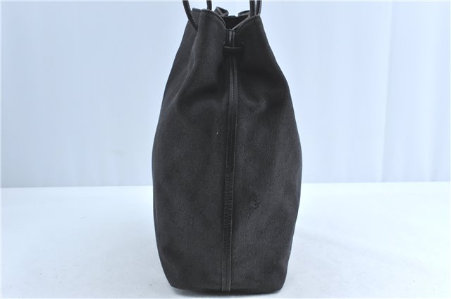 Authentic GUCCI Shoulder Tote Bag GG Canvas Leather 101340 Black G6203