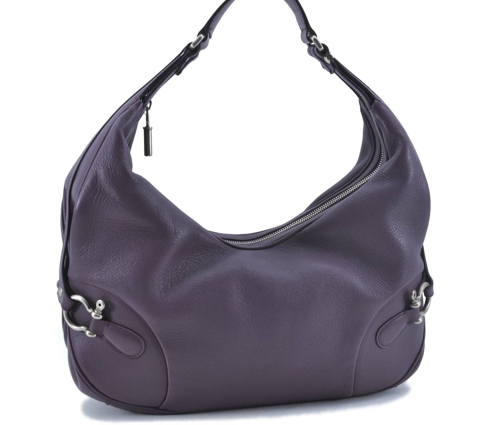 Authentic BURBERRY Vintage Leather Shoulder Bag Purse Purple G6228