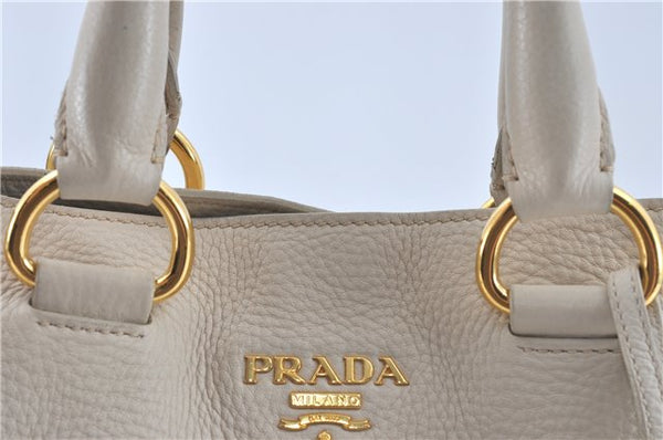 Authentic PRADA Leather 2Way Shoulder Cross Body Tote Bag BN1713 Ivory G6256