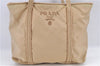 Authentic PRADA Nylon Leather Tote Hand Bag BR0978 Beige G6262