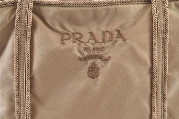 Authentic PRADA Nylon Leather Tote Hand Bag BR0978 Beige G6262