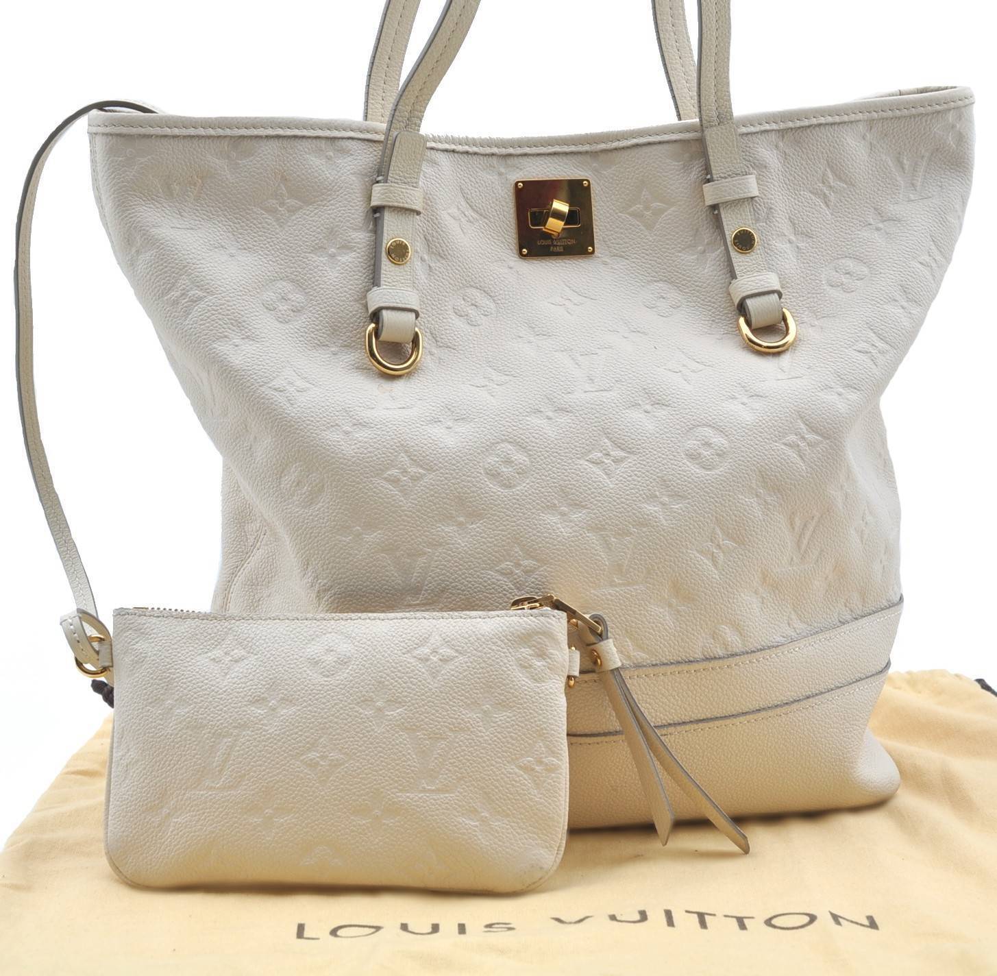 Auth LOUIS VUITTON Monogram Empreinte Citadine PM Tote Bag M40554 Ivory G6263