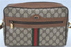 Auth GUCCI Web Sherry Line Shoulder Cross Bag Purse GG PVC Leather Brown G6557