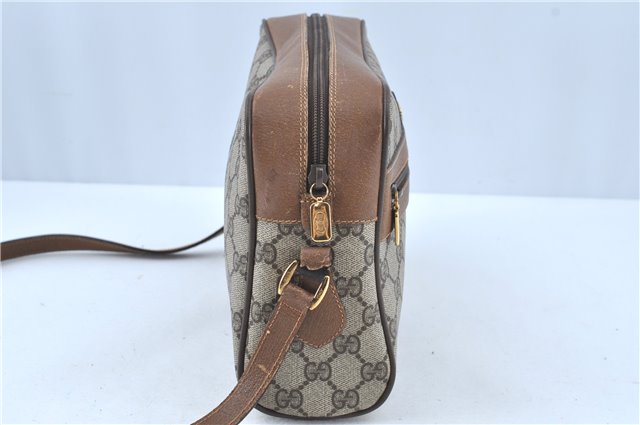 Auth GUCCI Web Sherry Line Shoulder Cross Bag Purse GG PVC Leather Brown G6557