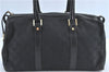 Authentic GUCCI Hand Boston Bag GG Canvas Leather 0000846 Black G6682