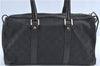 Authentic GUCCI Hand Boston Bag GG Canvas Leather 0000846 Black G6682