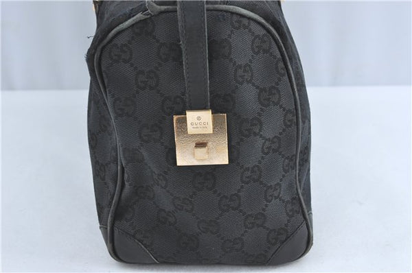 Authentic GUCCI Hand Boston Bag GG Canvas Leather 0000846 Black G6682