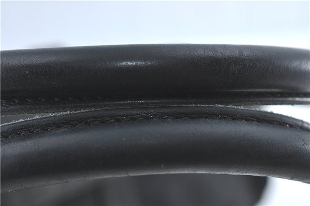 Authentic GUCCI Hand Boston Bag GG Canvas Leather 0000846 Black G6682