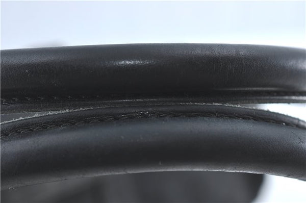 Authentic GUCCI Hand Boston Bag GG Canvas Leather 0000846 Black G6682