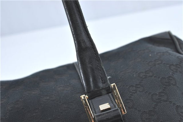 Authentic GUCCI Hand Boston Bag GG Canvas Leather 0000846 Black G6682