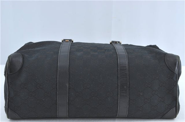 Authentic GUCCI Hand Boston Bag GG Canvas Leather 0000846 Black G6682