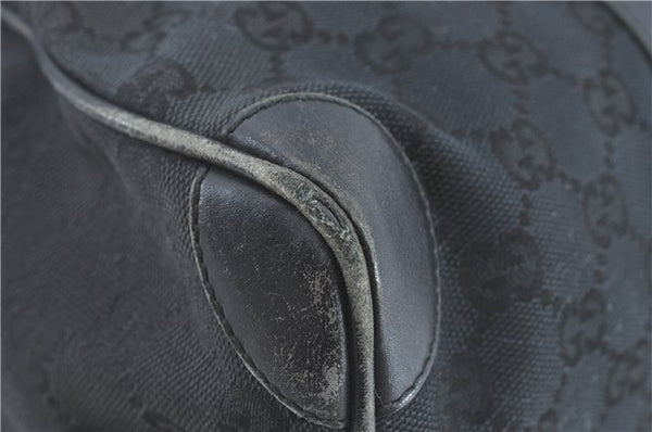 Authentic GUCCI Hand Boston Bag GG Canvas Leather 0000846 Black G6682