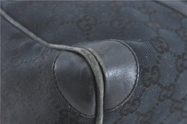 Authentic GUCCI Hand Boston Bag GG Canvas Leather 0000846 Black G6682