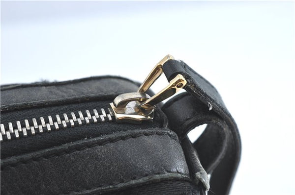 Authentic GUCCI Hand Boston Bag GG Canvas Leather 0000846 Black G6682