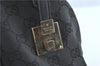 Authentic GUCCI Hand Boston Bag GG Canvas Leather 0000846 Black G6682