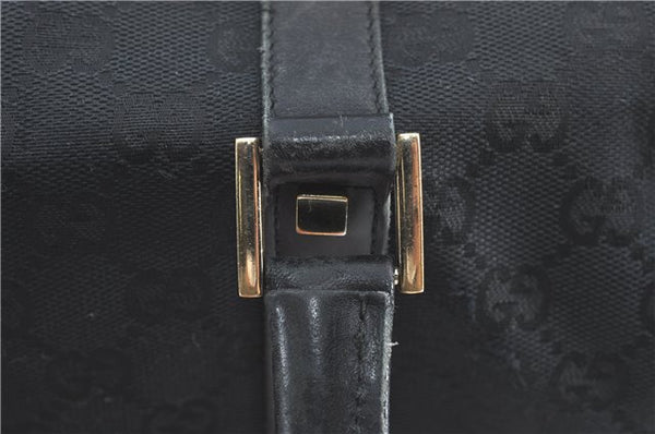 Authentic GUCCI Hand Boston Bag GG Canvas Leather 0000846 Black G6682