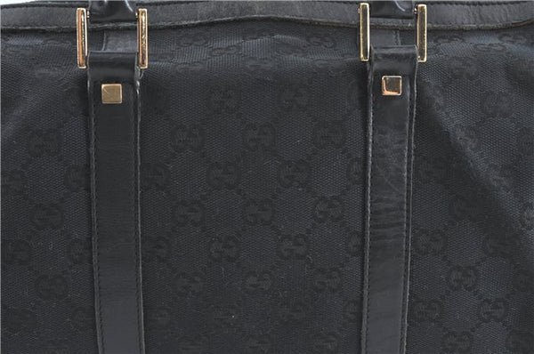Authentic GUCCI Hand Boston Bag GG Canvas Leather 0000846 Black G6682