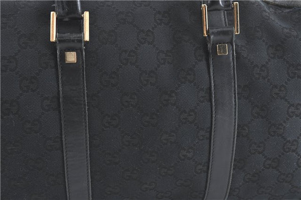 Authentic GUCCI Hand Boston Bag GG Canvas Leather 0000846 Black G6682
