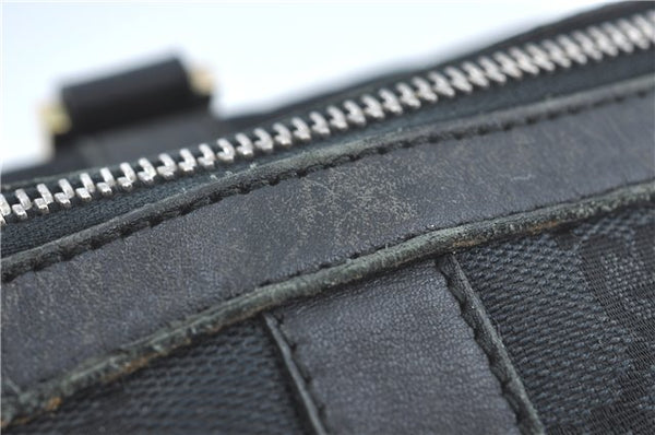 Authentic GUCCI Hand Boston Bag GG Canvas Leather 0000846 Black G6682