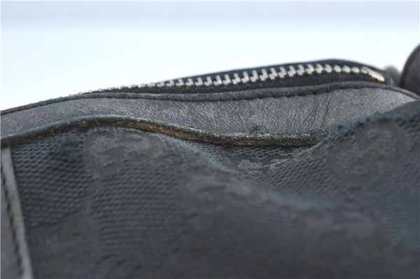 Authentic GUCCI Hand Boston Bag GG Canvas Leather 0000846 Black G6682