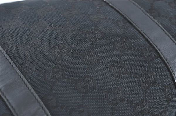 Authentic GUCCI Hand Boston Bag GG Canvas Leather 0000846 Black G6682