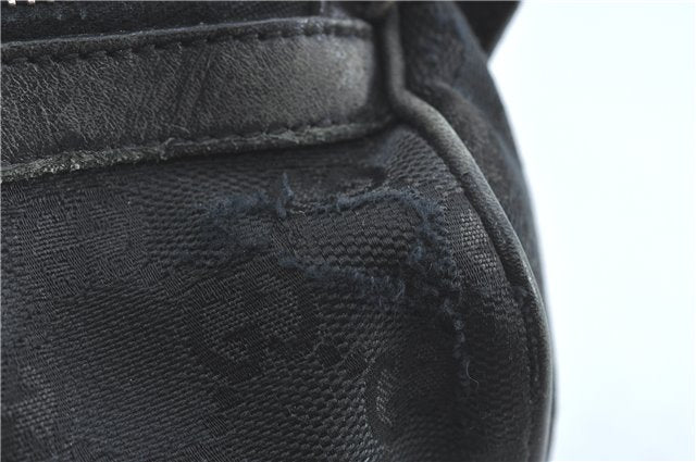 Authentic GUCCI Hand Boston Bag GG Canvas Leather 0000846 Black G6682