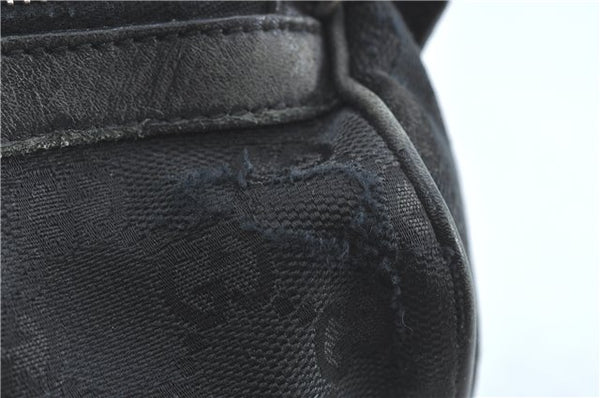 Authentic GUCCI Hand Boston Bag GG Canvas Leather 0000846 Black G6682