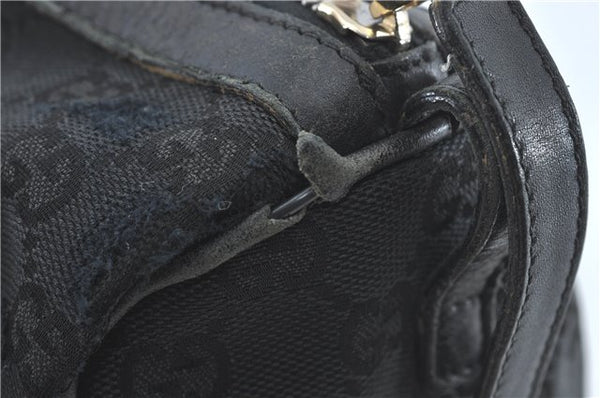 Authentic GUCCI Hand Boston Bag GG Canvas Leather 0000846 Black G6682