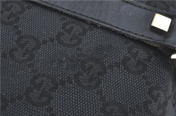 Authentic GUCCI Hand Boston Bag GG Canvas Leather 0000846 Black G6682
