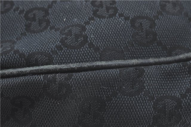 Authentic GUCCI Hand Boston Bag GG Canvas Leather 0000846 Black G6682