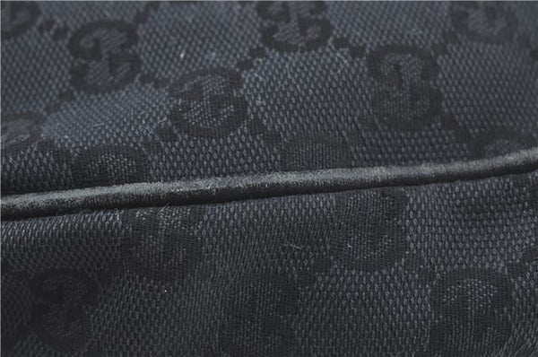 Authentic GUCCI Hand Boston Bag GG Canvas Leather 0000846 Black G6682