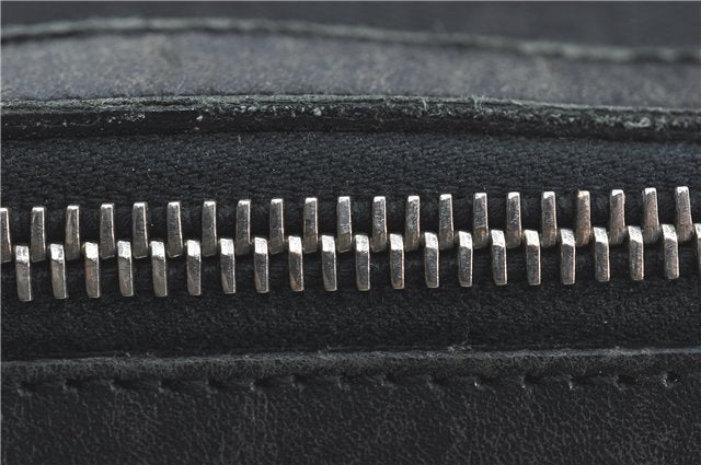 Authentic GUCCI Hand Boston Bag GG Canvas Leather 0000846 Black G6682