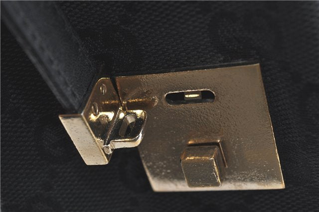 Authentic GUCCI Hand Boston Bag GG Canvas Leather 0000846 Black G6682