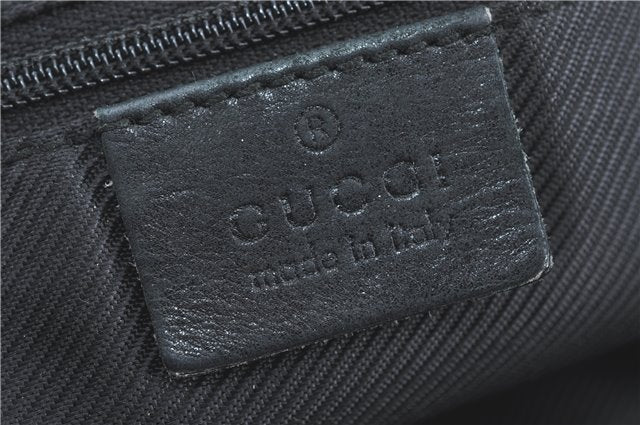 Authentic GUCCI Hand Boston Bag GG Canvas Leather 0000846 Black G6682