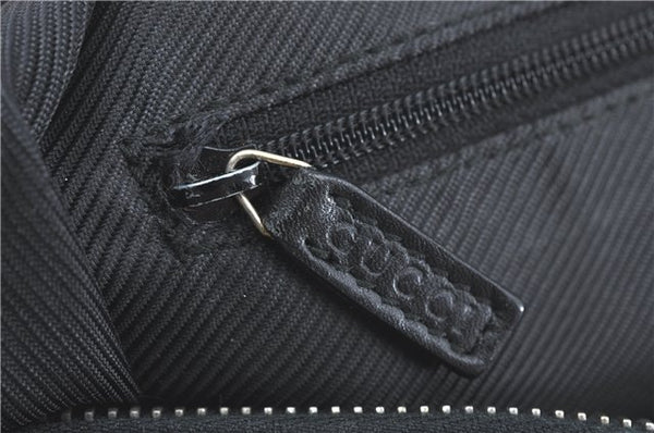 Authentic GUCCI Hand Boston Bag GG Canvas Leather 0000846 Black G6682