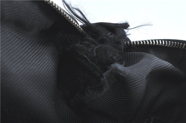 Authentic GUCCI Hand Boston Bag GG Canvas Leather 0000846 Black G6682