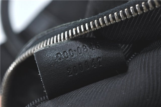 Authentic GUCCI Hand Boston Bag GG Canvas Leather 0000846 Black G6682