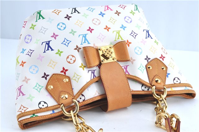 Auth Louis Vuitton Monogram Multicolor Annie GM Tote Bag White M40303 LV G6726