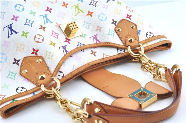 Auth Louis Vuitton Monogram Multicolor Annie GM Tote Bag White M40303 LV G6726