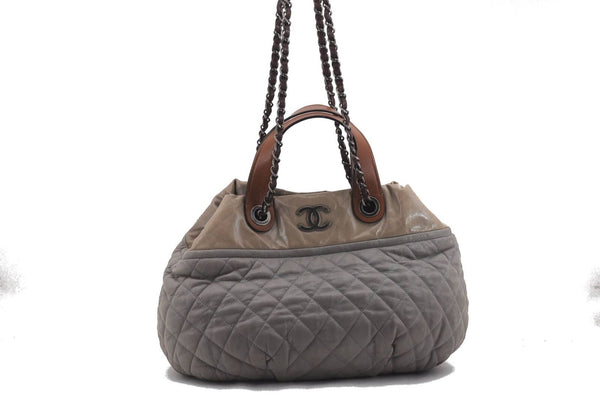 Authentic CHANEL In The Mix Matelasse 2Way Chain Shoulder Hand Bag Gray CC G6728